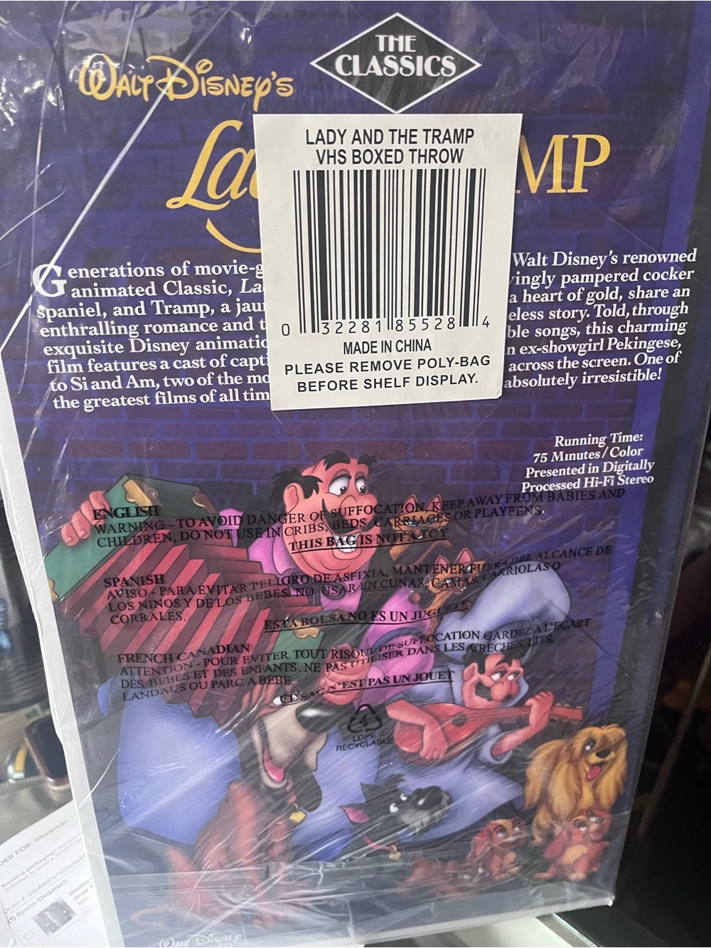 Disney Lady and the Tramp Plush Throw Blanket - Blue/Purple viral vhs Sam’s Club - Picture 3 of 3